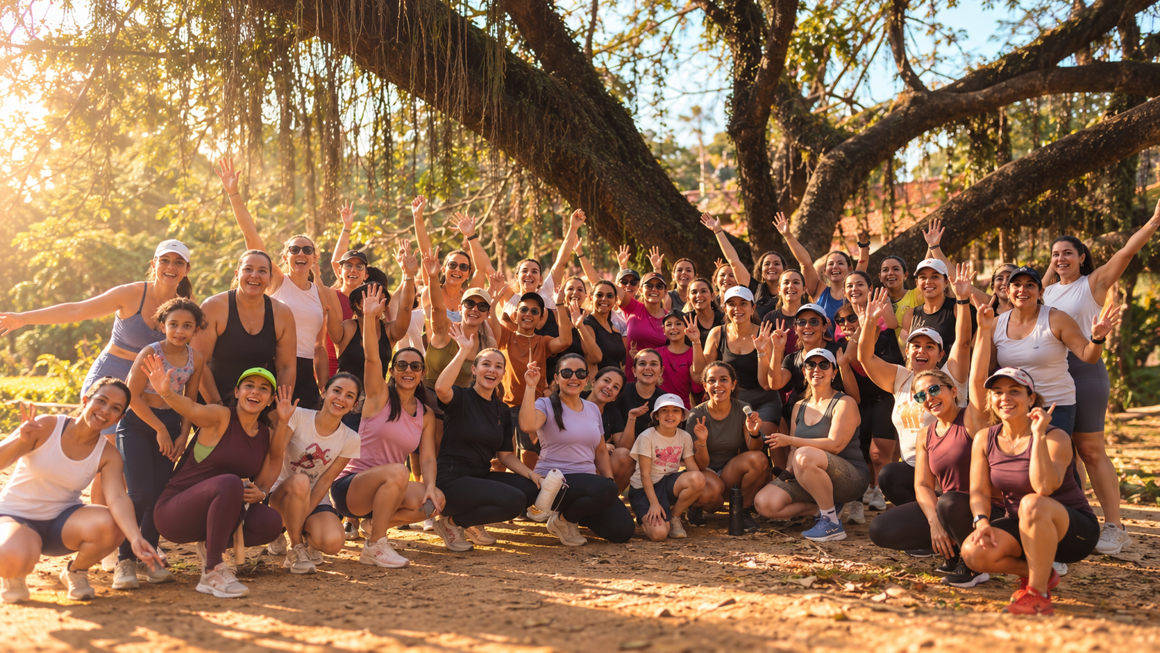 Grupo de mulheres reunidas ao ar livre, sorrindo — imagem ilustrativa